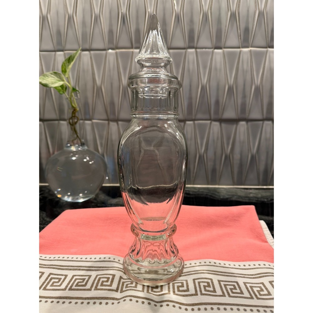Vintage Brach's Starlight Mints Clear Glass Candy Apothecary Jar - 1960s - 13"